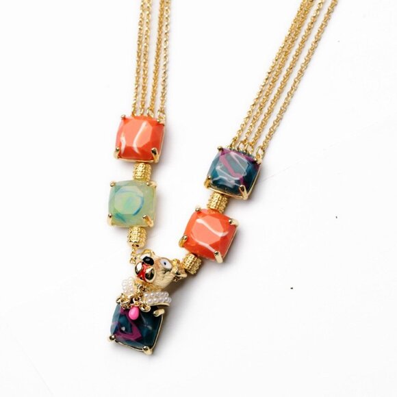 Les Nereides Fabulous Animal Dog And Multi Stone Necklace